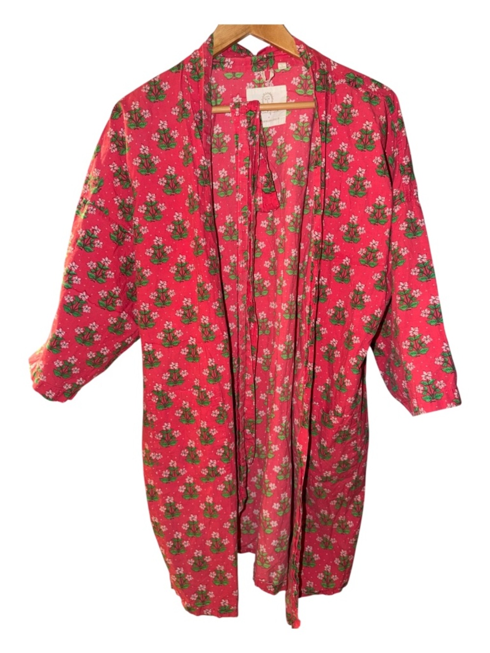 Printfresh Anthropologie Cotton Robe L/XL Pink Floral